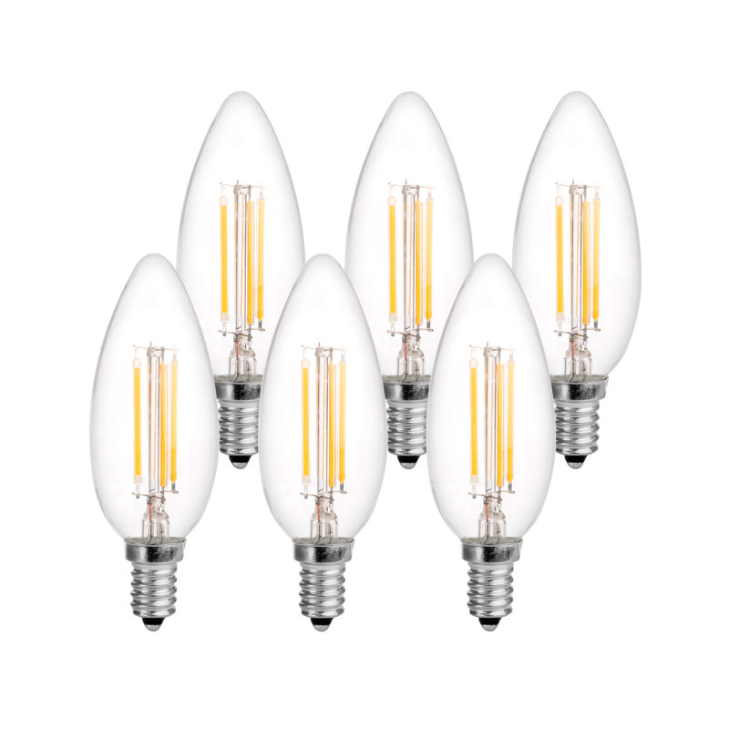 Ampoule DEL Luminus B10, culot E12, 60 W, 15 000 heures, intensité variable, paquet de 6, 330 lumens, 4W, 2700 Kelvins