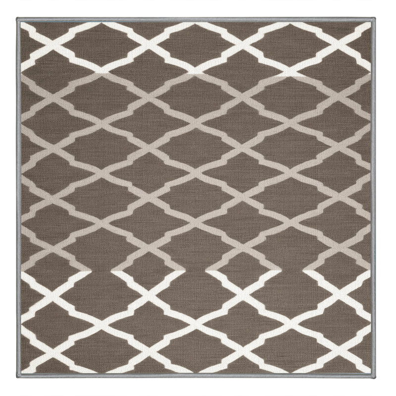 Tapis gris en treillis lavable à la machine, Carré 8 pi