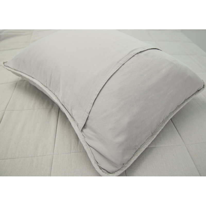 Gray King Cotton Quilt Set with Box Stitch Design