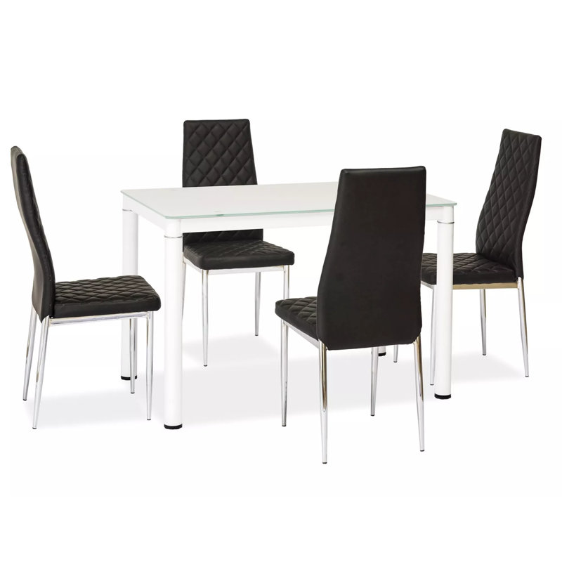Dacia Rectangular Glass Top Dining Table, White