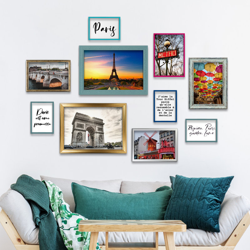 Giallobus - Set 10 Poster Da Parete - Raccolta Città Parigi - Carta Patinata - | 2 X A3 42X30cm | 4 X A4 30X21cm | 4 X A5 21X15cm | - Senza CORNICI - Stampe Moderne Soggiorno