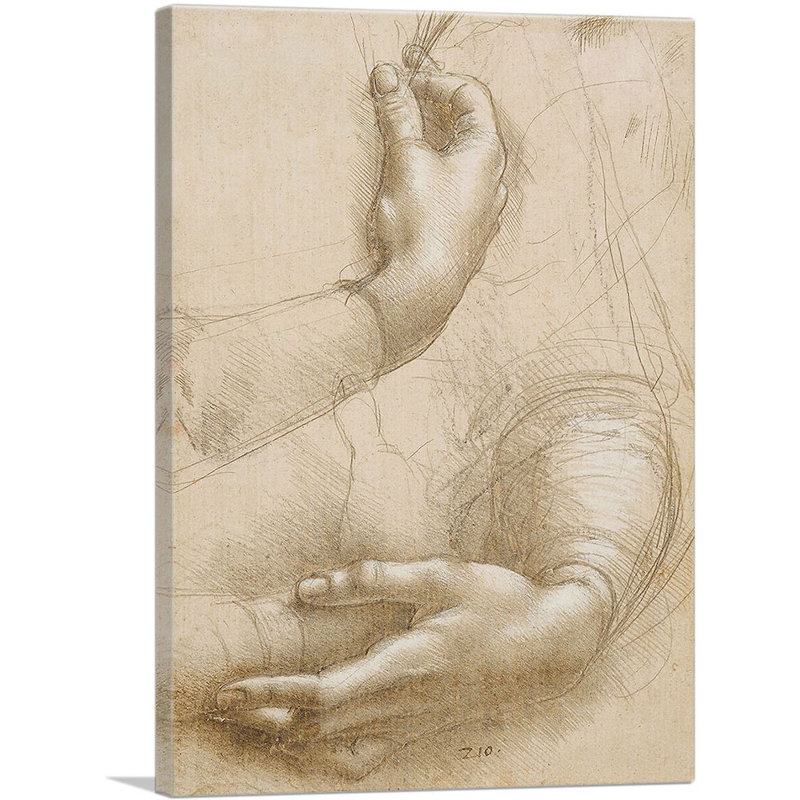 Étude des mains d'une femme - 1490 - impression, H 26 po x l 18 po x P 1,5 po