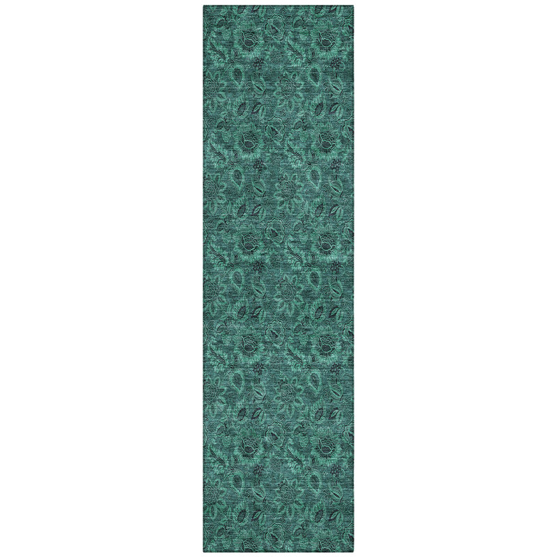 Flitwick Washable Floral Indoor / Outdoor Rug, Runner 2'3" x 7'6"