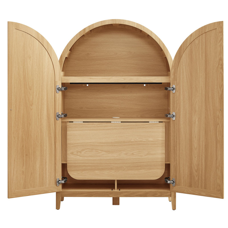 Armoire de rangement arquée Calista, Chêne