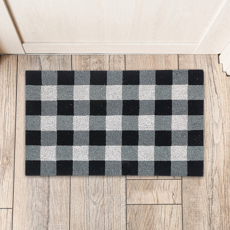 Tapis de porte Coir Buffalo blanc, Noir / gris