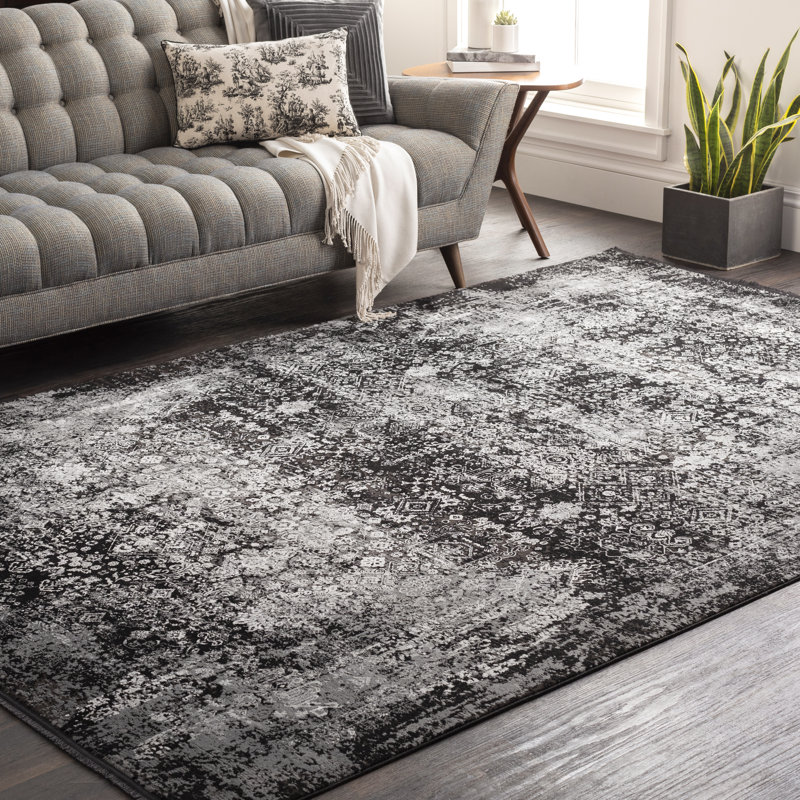 Tapis noir / gris anthracite Plaskitt, Rectangle 7 pi 6 po x 11 pi 2 po