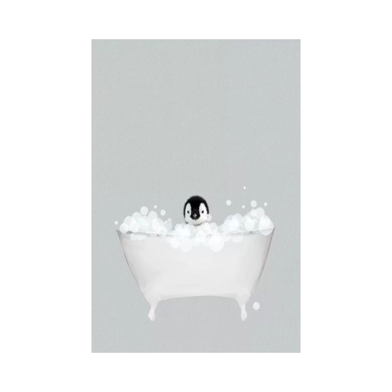 Pingouin bleu bain - imprimé, H 18 po x l 12 po x 1,5 po, Pas de tapis, Toile tendue