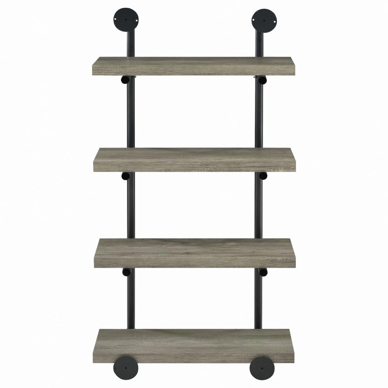 Tablette murale 24 pouces Driftwood, Noir/gris