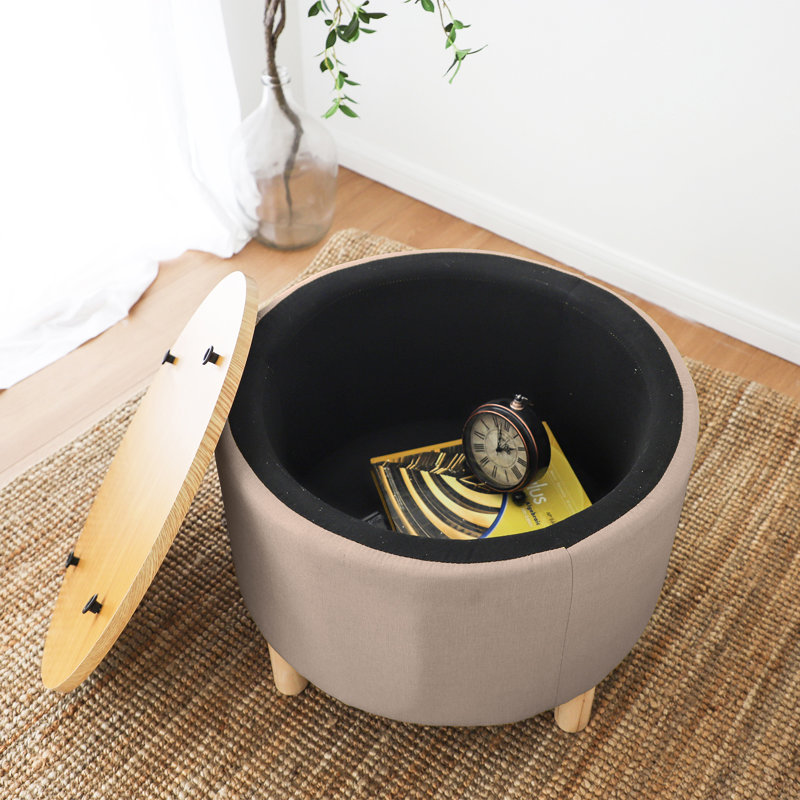 Table basse avec rangement en bois massif, Beige