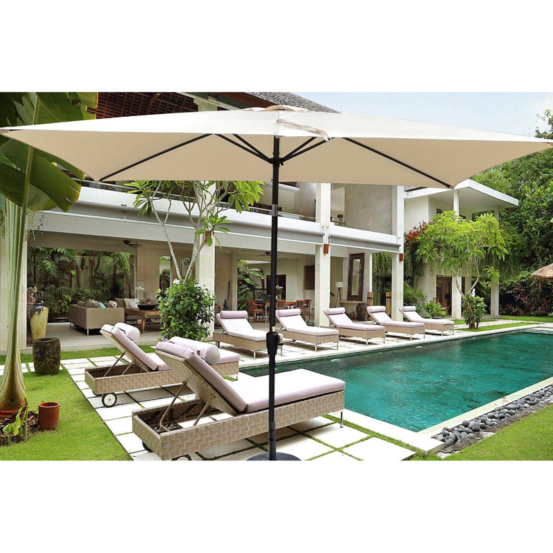 Parasol d'extérieur brun clair 9 pi x 6 pi - Acier rouille, dessus ventilé, eau de patio inclinable 45 degrés 9 pi, construction, fonctionnalité
