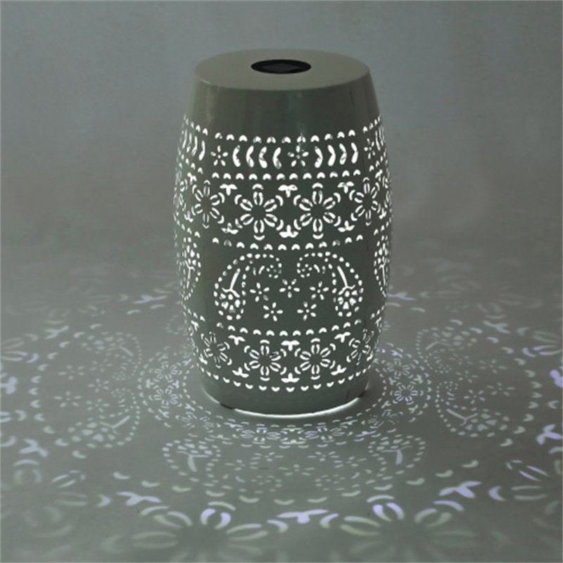 Table d'appoint solaire avec pile solaire intégrée, superbe motif de fleurs la nuit