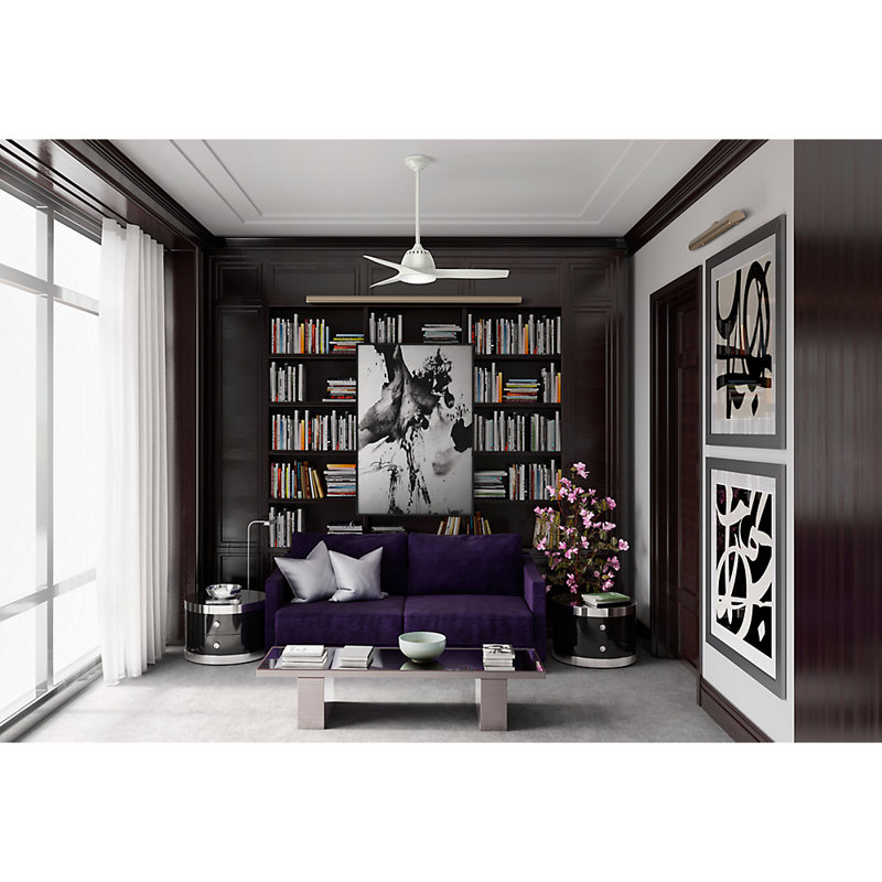 44" Wisp 3-Blade LED Standard Ceiling Fan with Remote Control and Light Kit Included, White