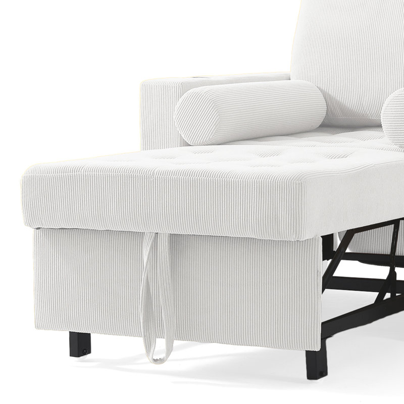 Convertible Sofa Bed Chair 3-In-1 Multi-Functional Sleeper Single Chair Bed With Modern Fabric, Beige