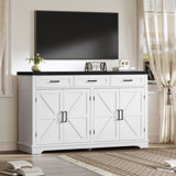 Buffet With 3 Drawers And 4 Doors, Accent Stoarge Cabinet With 2 Adjustable Shelves, For Living Room, Dinging Room