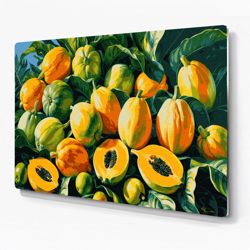 «Hawaiian Papayas Green», art mural en métal, H 16 po x l 20 po