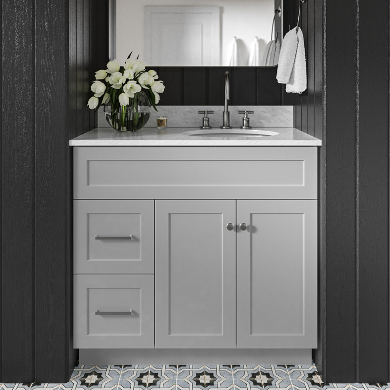 Ensemble de meuble-lavabo simple 37 po Partham, gris