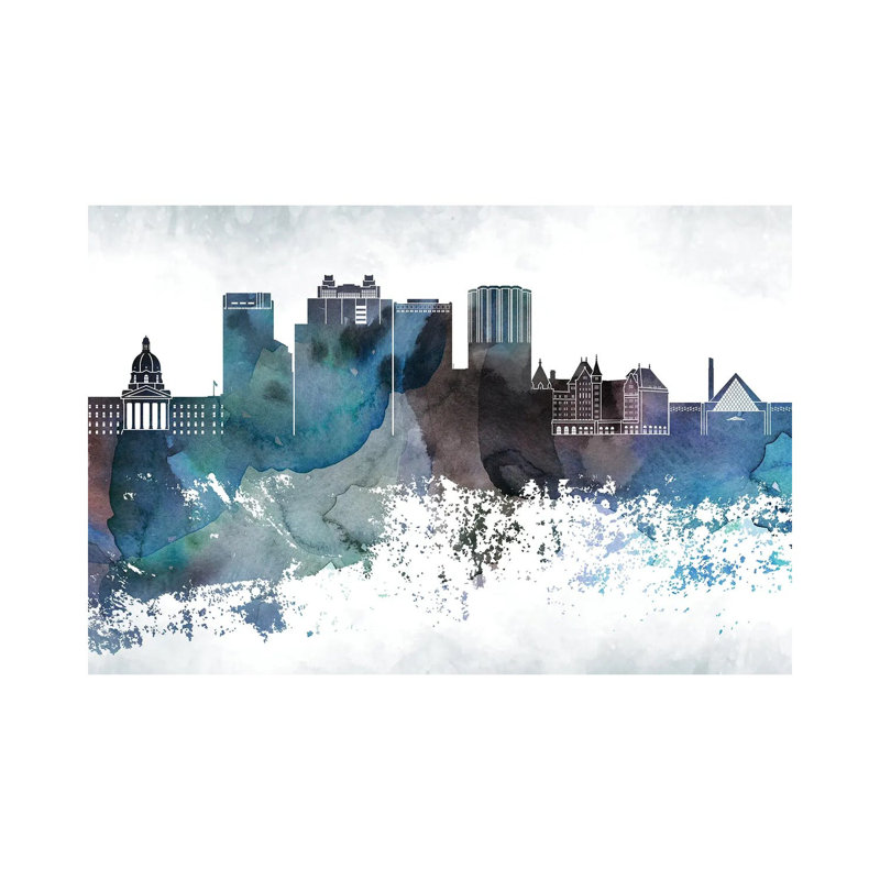 «Edmonton Bluish Skyline» par Walldecoraddict - estampe numérique sur toile tendue, H 40 po x l 60 po x 1,5 po