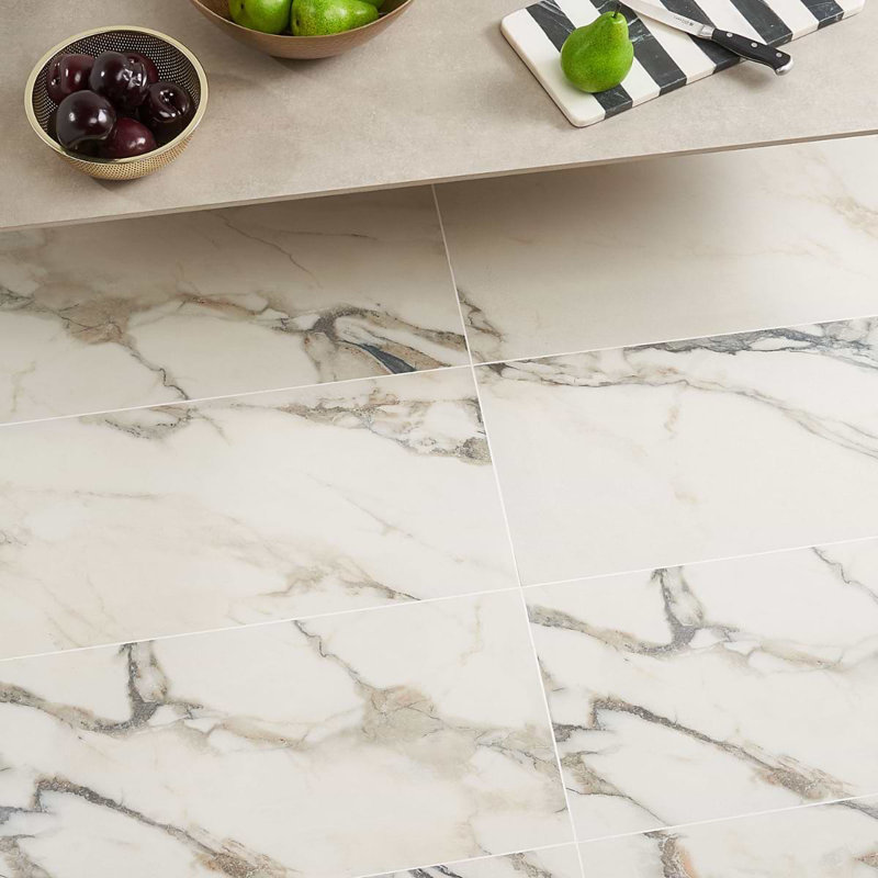 Dreamstone 12X24 Matte Porcelain Tile, Calacatta Rustico Matte