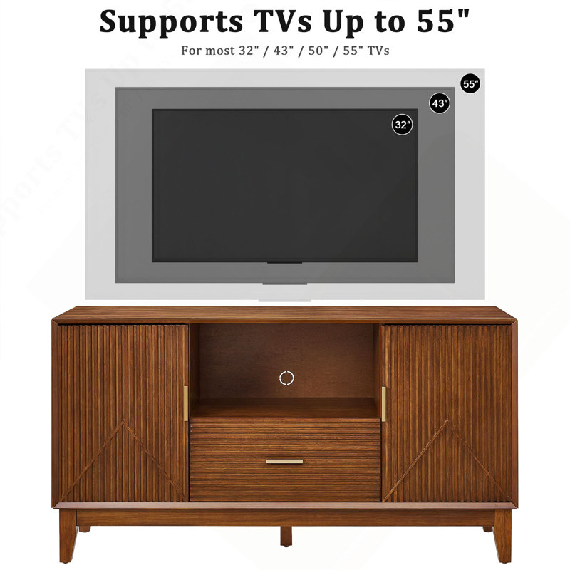 Meuble audio-vidéo Mid-Century avec tiroir et armoires