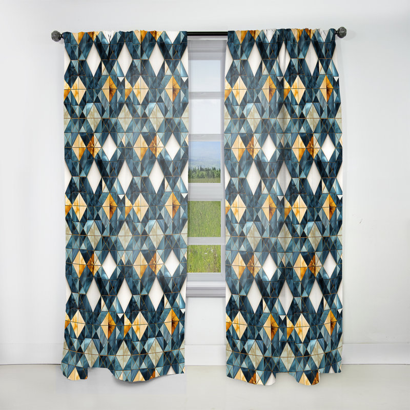 Tribal Fusion Marble Pattern VI - Rideau obscurcissant en marbre abstrait - 1 panneaux, L 52 po x L 84 po