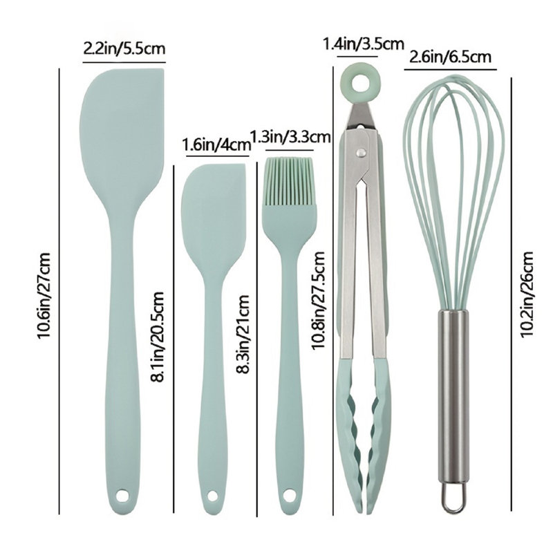 Ensemble de 5 grattoirs en silicone, ustensiles de cuisine antiadhésifs, outils de cuisson à faire soi-même, grattoir