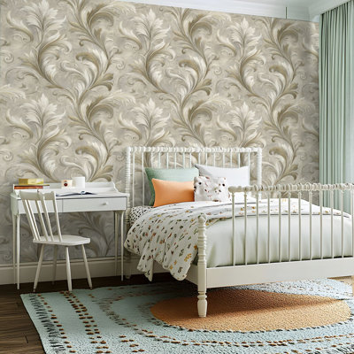 Peel and Stick PVC Wallpaper, Removable Self-Adhesive Wall Covering With Elegant Hand Painted Silk Look Print, Waterproof for Home Decor - Roll