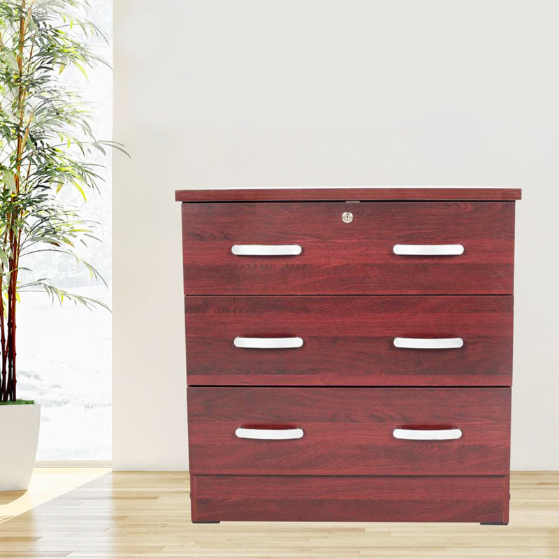 Commode décorative, commode de chambre à coucher, commode en bois 3 tiroirs Khadijeh