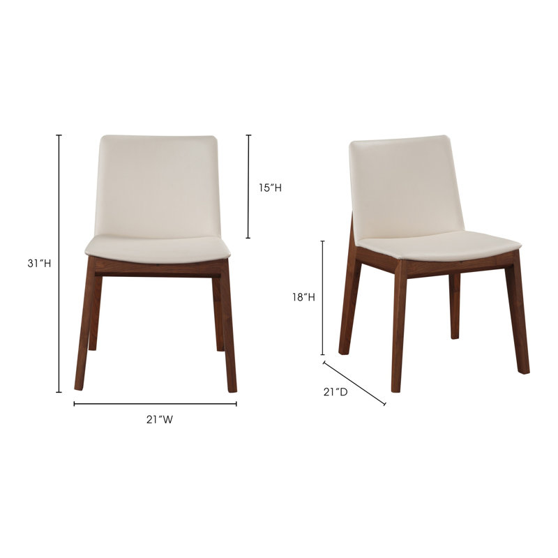 Anrey Vegan Leather Dining Chair, Brown, Cream Faux Leather