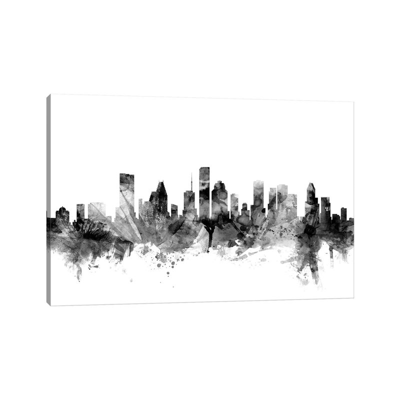Houston, Texas In Black & White by Michael Tompsett - 1 Piece Wrapped Canvas Wall Art, 20.32 cm H x 30.48 cm W