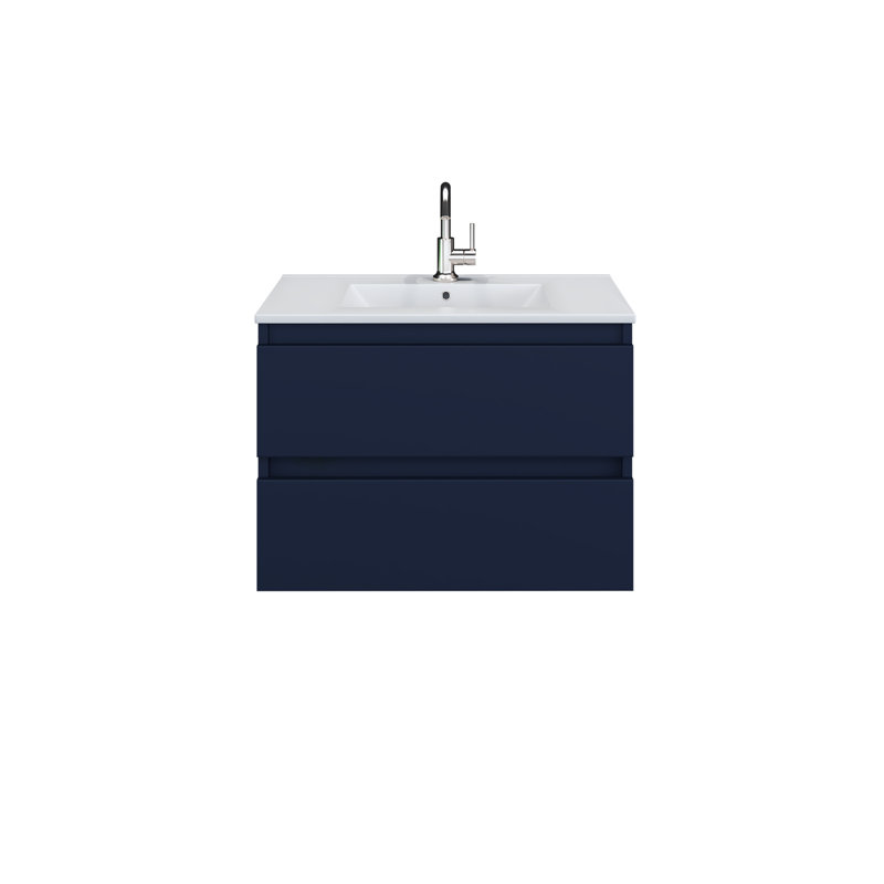 Salt 30'' Single Bathroom Vanity with Ceramic Top, Navy