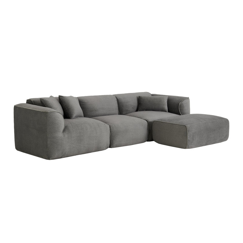 Canapé modulaire rembourré 4 pièces 4 pièces, Mélange de polyester gris