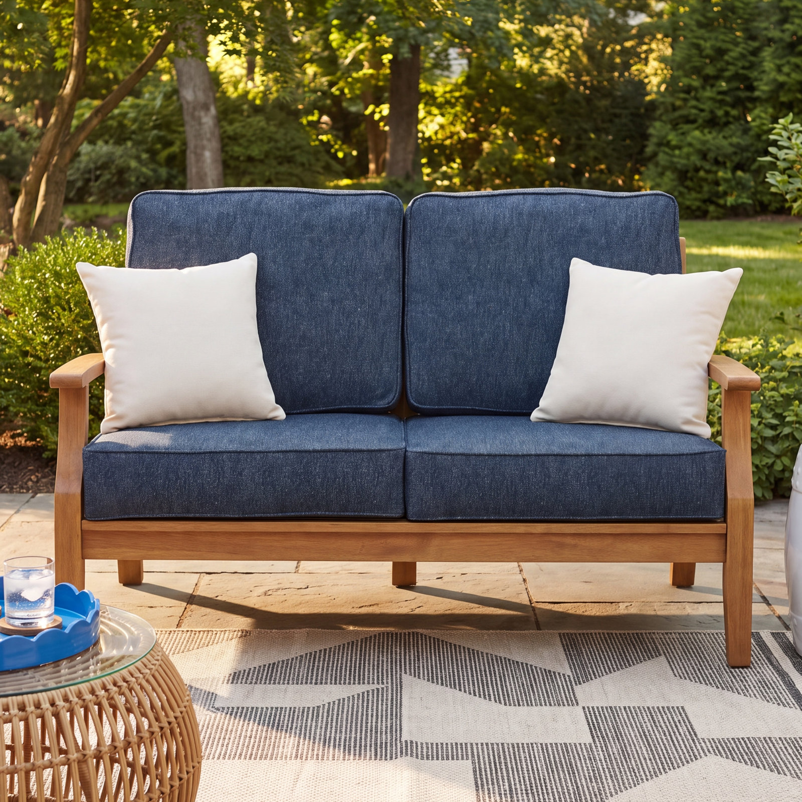 24" Sunbrella® Seat and Back Cushion, Improve Indigo Sunbrella®
