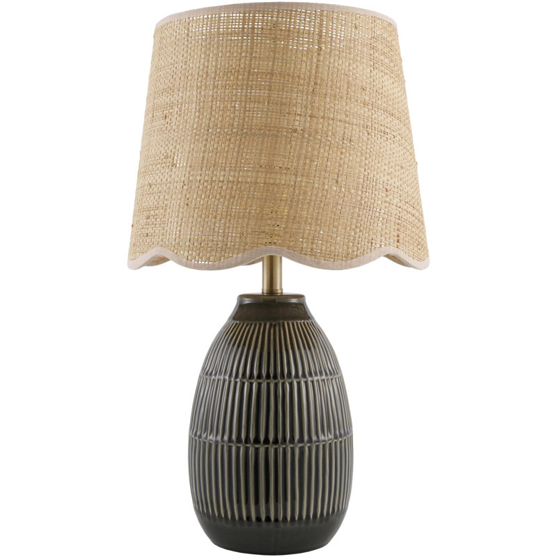 Lampe de table Audrys, Beige, Jute, Gris