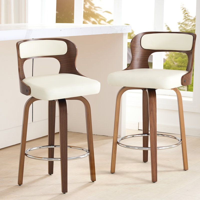 Swivel Faux Leather Counter & Bar Stools, White