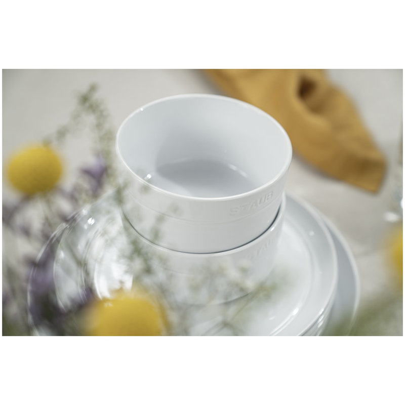 Ceramic Dinnerware White 5.04" Cereal Bowl, Set of 4