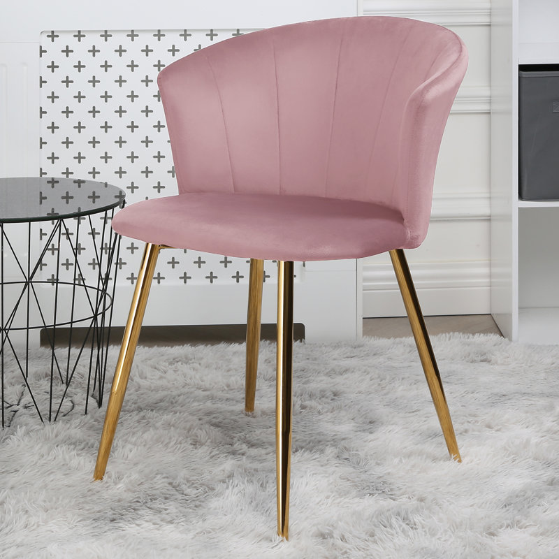 Justen 47cm H Upholstered Windsor Back Side Chair, Gold, Pink, 1