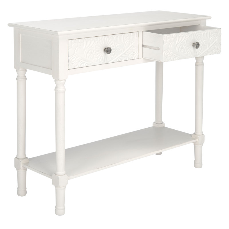 Rustic & Modern Addyson 35.5'' Console Table – French-Country Stylish Storage Table for Home, Office, Distressed White