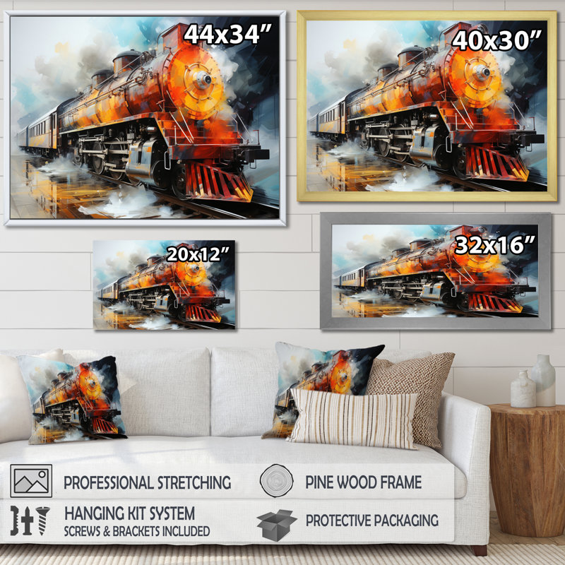«Abstract Train Translucent Rhythms I», reproduction sur toile, Encadrement doré, H 34 po x l 44 po x P 1,5 po