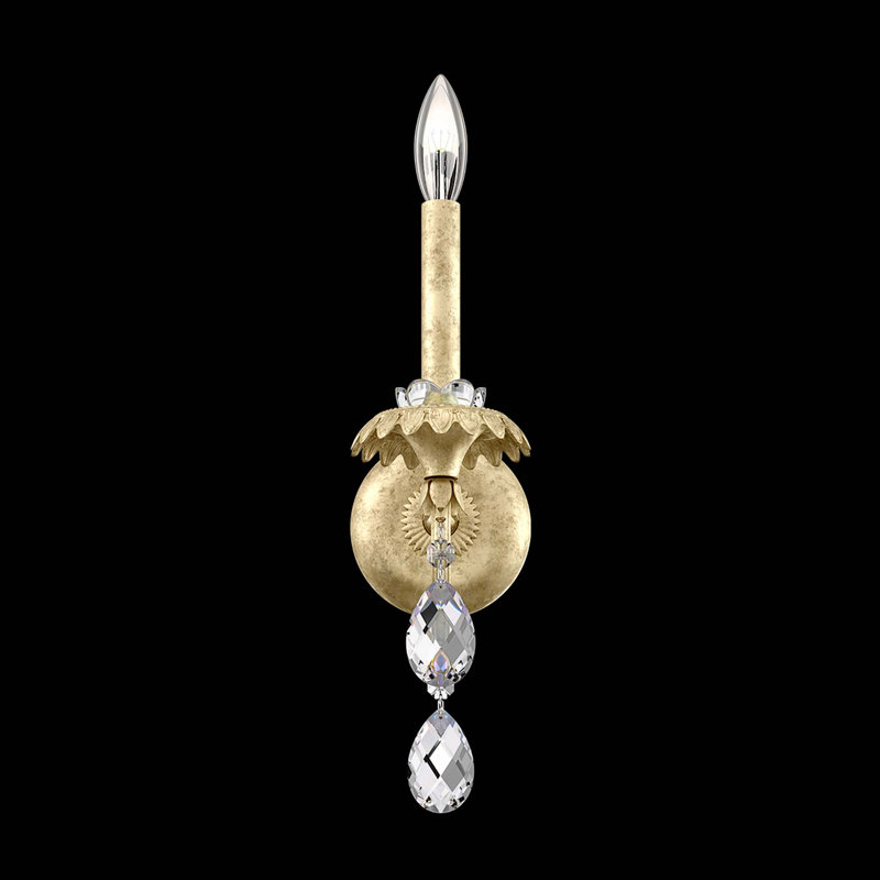 Helenia 1 Light 4.5in x 17in Wall Sconce in Heirloom Gold with Clear Heritage Handcut Crystals, Heirloom Silver