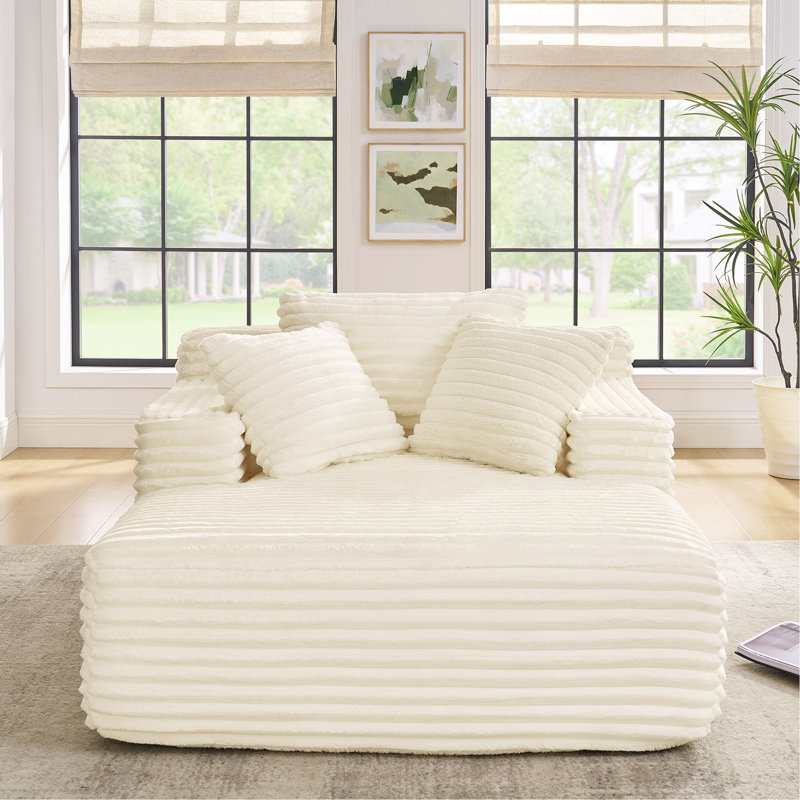 Méridienne rembourrée en velours côtelé rembourré avec assise profonde Living Room, Beige