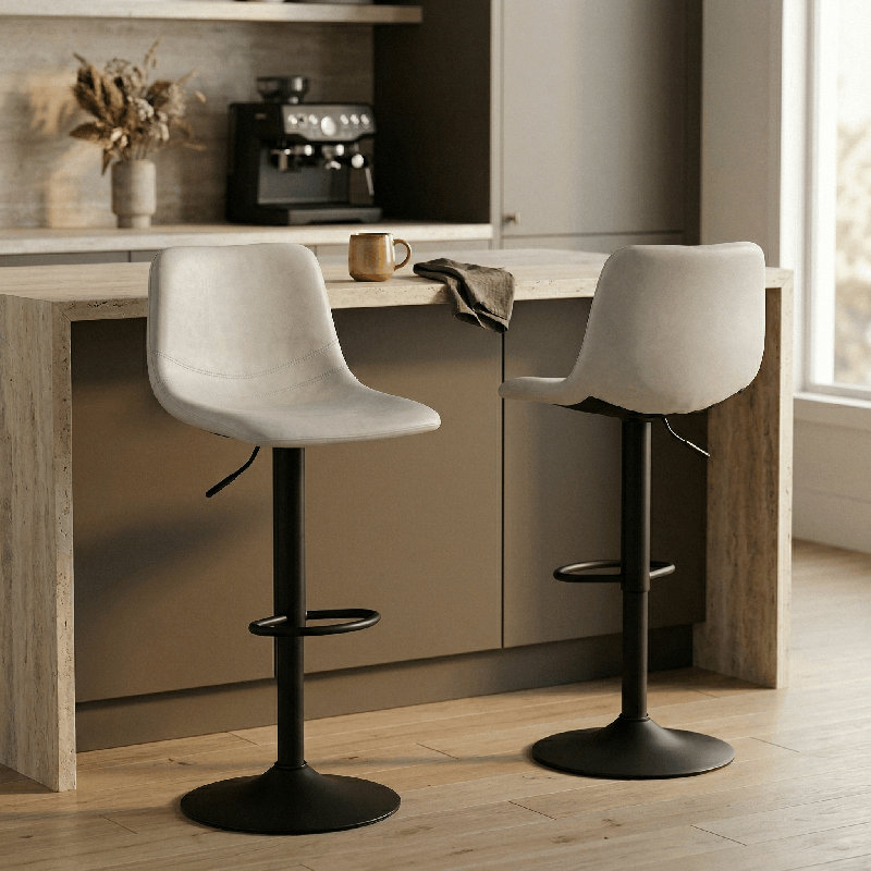 Tabouret de bar pivotant Maximilian, Crème, Simple