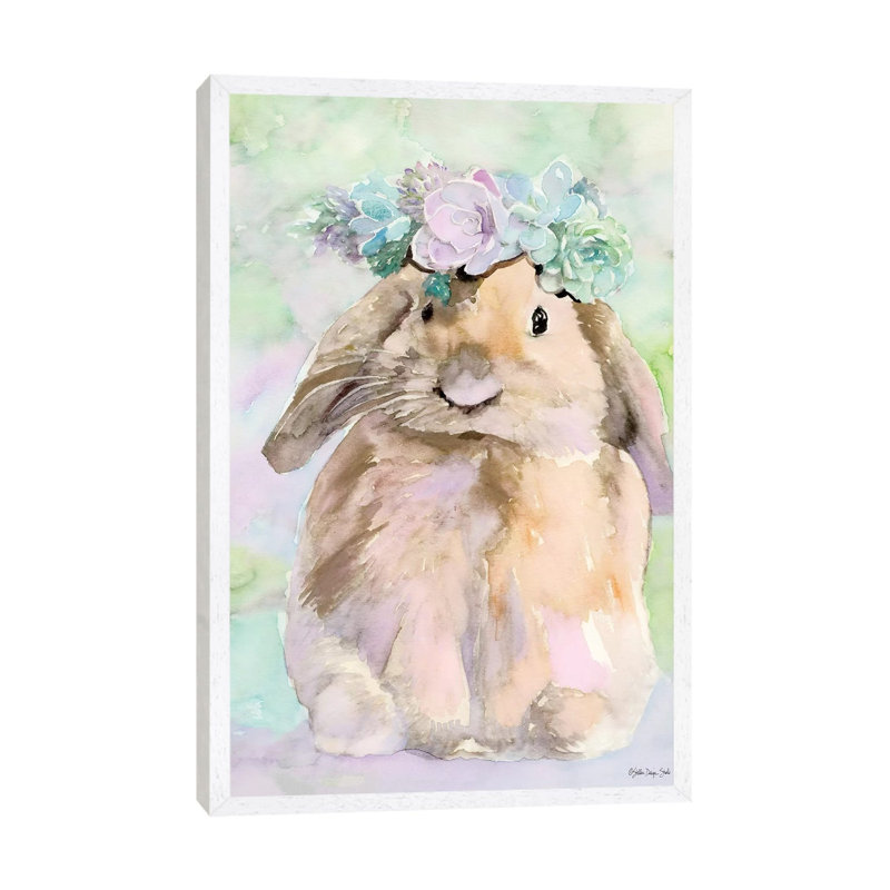 Bunny Bella - Painting on Canvas, 152.4cm H x 101.6cm W x 3.81cm D, White Floater Framed