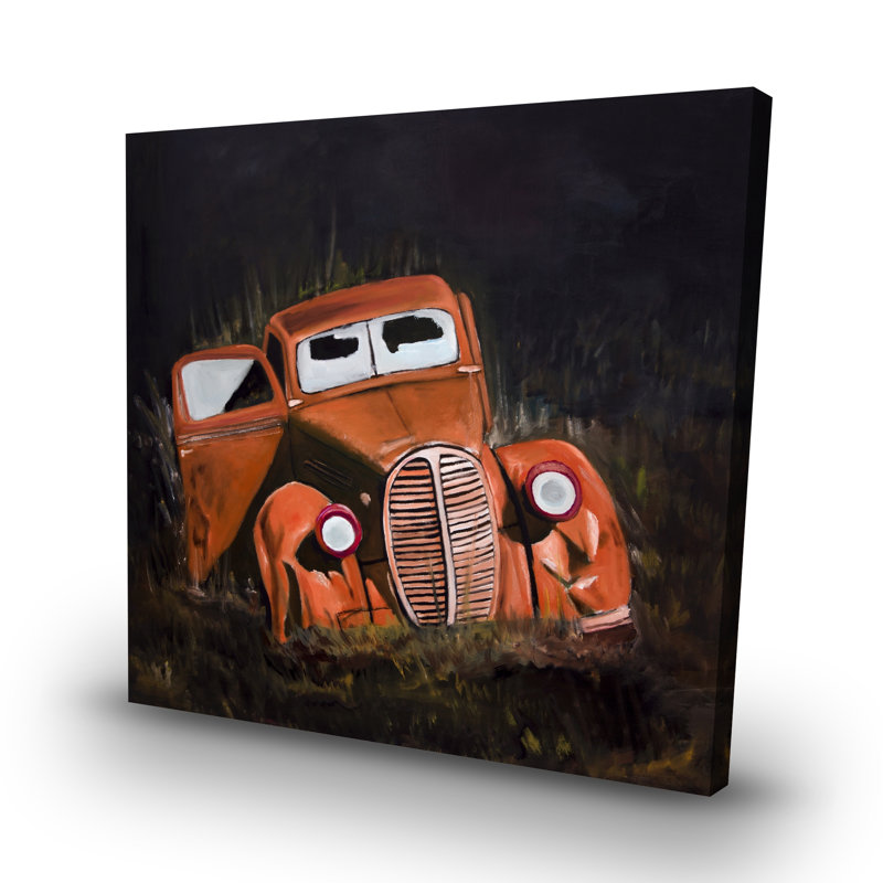 Humpy old car by night - 32"x32" art on canvas