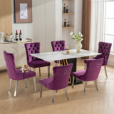 Modern Tufted Velvet Metal Legs Upholstered Dining Chair (Set of 6)