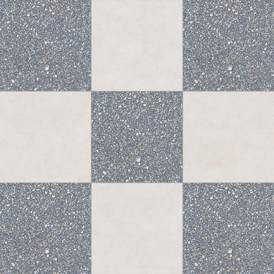 Lithos 12X12 damier Azul et Marfil