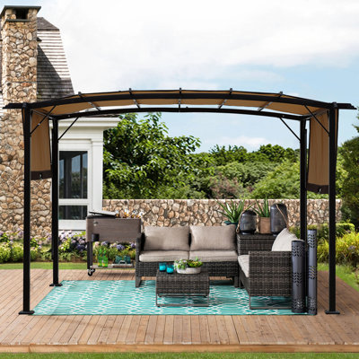 Pavillon de jardin d'extérieur Pergola - 12 pi x 9 pi, auvent, beige pour le plaisir