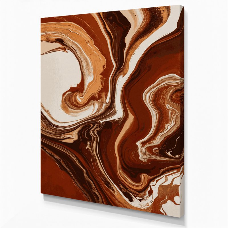 Abstrait art fluide sur toile brune 55, H 18 po x l 12 po