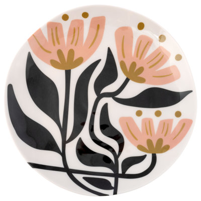MELAMINE SALAD PLATES S/4 MOD FLORAL (S25)