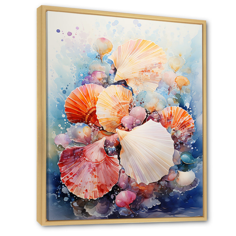 «Seashells Wonders On The Coast II», reproduction sur toile, Cadre naturel flottant, H 32 po x l 16 po x P 1 po