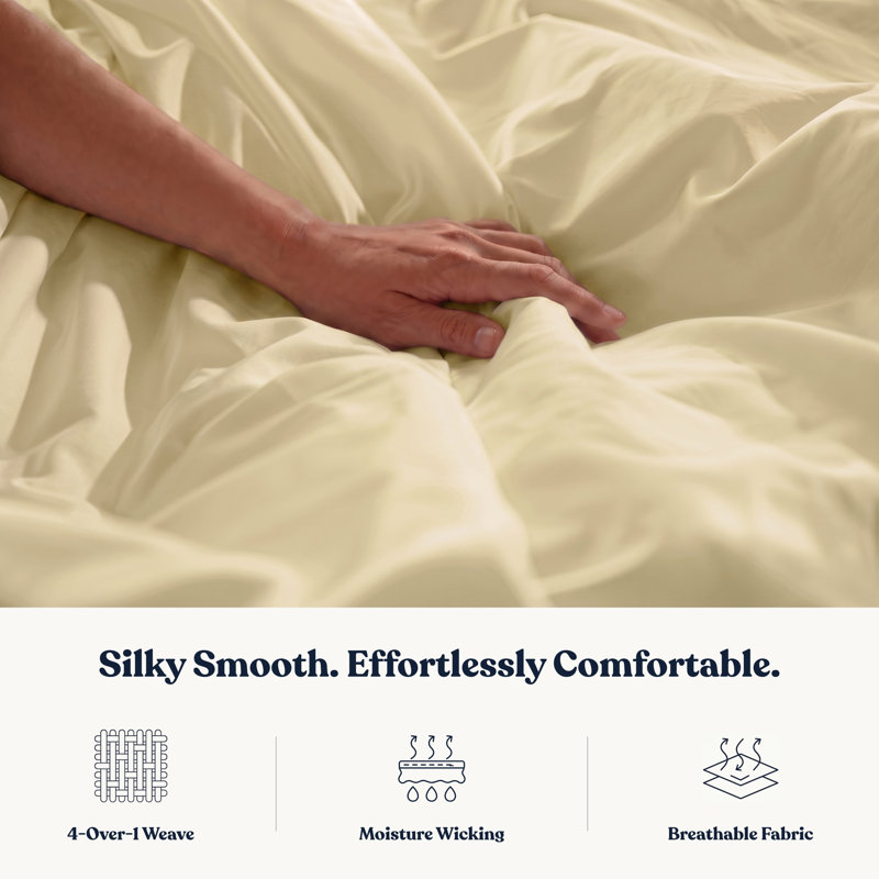 Delara GOTS Certified 100% Organic Cotton Sateen Duvet Cover Set, 400TC, Long Staple, Soft & Breathable, Sage Green